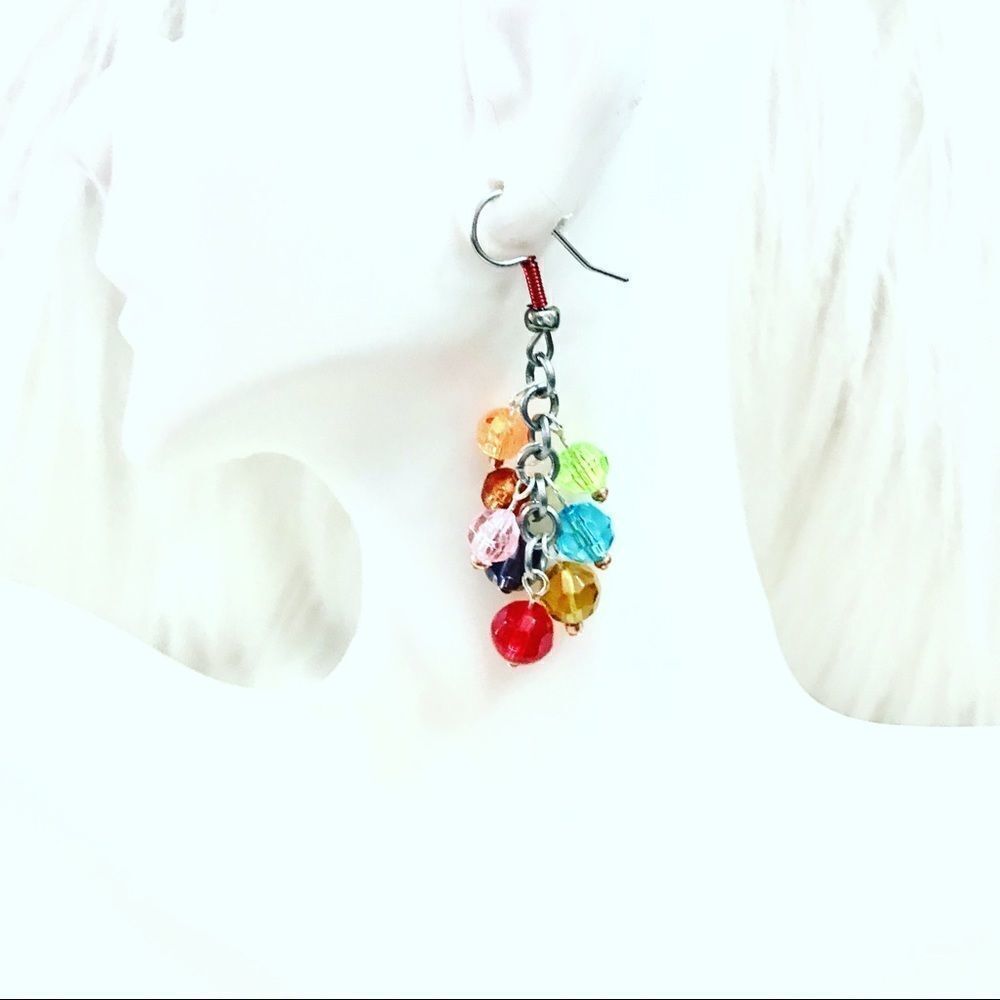 Multicolored Handmade beaded earrings - Picture 2 of 3